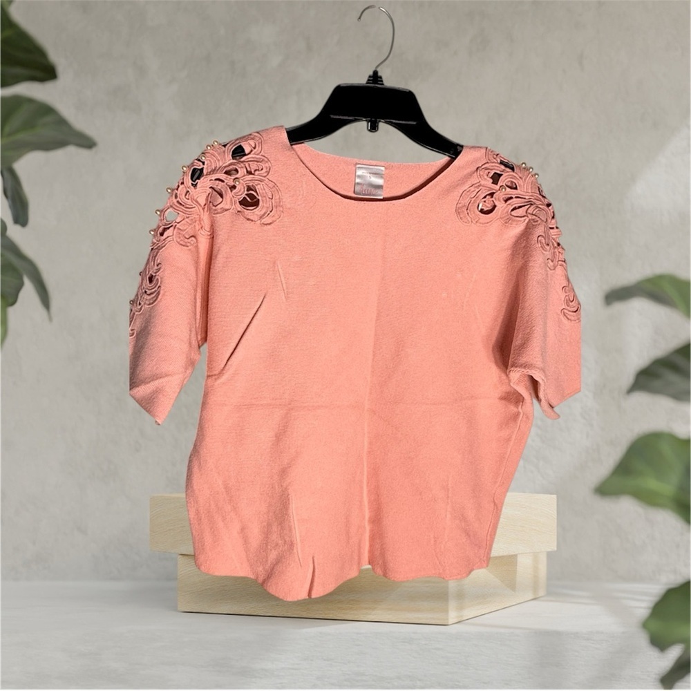 Elegant Peach Lace Women's Blouse